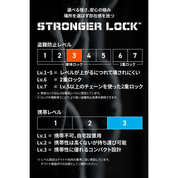 D63632 STRONGERLOCK6MMチェーン 2.0M デイトナ [バイク ロック チェーンロック (φ...