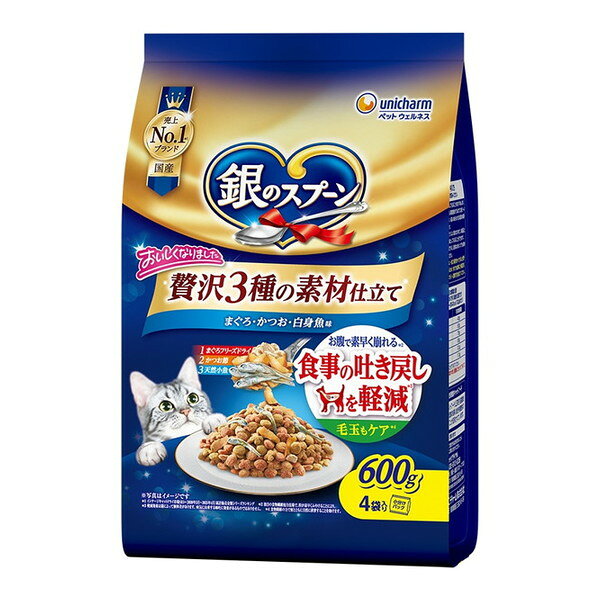 樂天商城 - 銀のスプーン 贅沢3種の素材仕立て まぐろ・かつお・白身魚味 食事の吐き戻し軽減 600g ユニチャーム