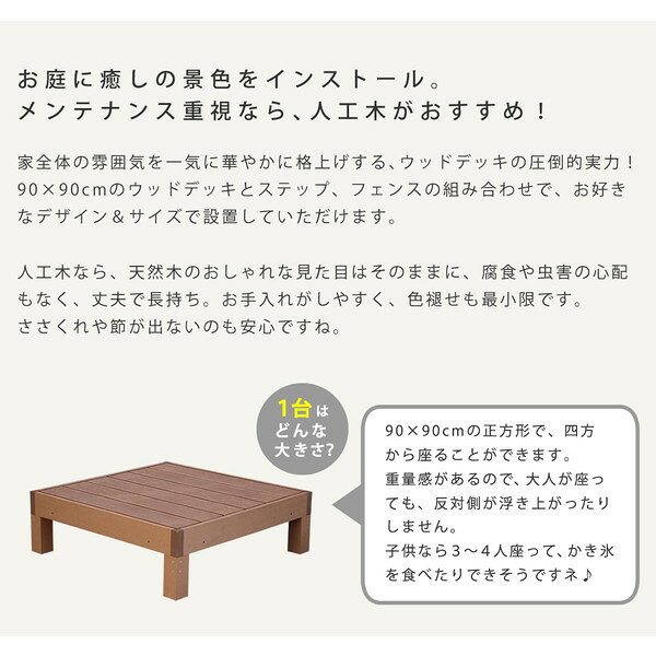 PWDE-1P-STP-LBR 人工木ウッドデッキ ecofeel(エコフィール) 1台 ステップセット ...