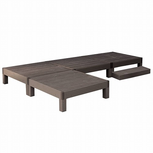木杖 - PWDE-4P-STP-DBR 人工木ウッドデッキ ecofeel(エコフィール) 4台 ステップセット ダークブラウン 住まいスタイル メーカー直送