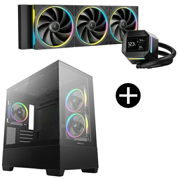 DEEPCOOL R-LM360-BKDMMC-1 ブラック CPUクーラー + R-CG380-BKAGM3-G ブラック PCケース セット