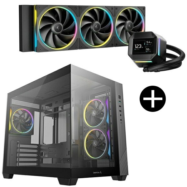 DEEPCOOL R-LM360-BKDMMC-1 ブラック CPUクーラー + CG330 3F ブラック Micro-ATX PCケース セット