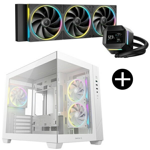 DEEPCOOL R-LM360-BKDMMC-1 ブラック CPUクーラー + CG330 3F WH ホワイト Micro-ATX PCケース セット