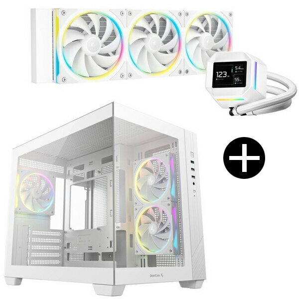 DEEPCOOL R-LM360-WHDMMC-1 ホワイト CPUクーラー + CG330 3F WH ホワイト Micro-ATX PCケース セット