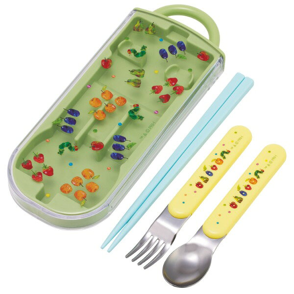 商品説明★ お箸・スプーン・フォークのトリオセット。★ ケースは指で引き出すスライド式。★ 名前がかけるスペース付きで幼稚園や学校にピッタリです。★ 分解できて洗いやすく、食洗機対応でお手入れ簡単。※ご使用の際はパッケージの説明書きをよくお読みください。スペック* サイズ…・幅19.8×奥行7.6×高1.7cm・箸:16.5cm・スプーン・フォーク:13cm* 材質…・本体：ポリプロピレン・フタ・箸:AS樹脂・スプーン・フォーク:ステンレス鋼・持ち手:ABS樹脂
