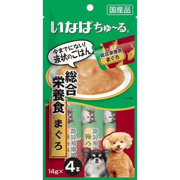 いなばペットフード いなば ちゅ〜る 総合栄養食 まぐろ 14g×4本 ちゅーる チュール 犬用 犬 おやつ 総合栄養食 アレルギー お肉不使用 魚 かつお