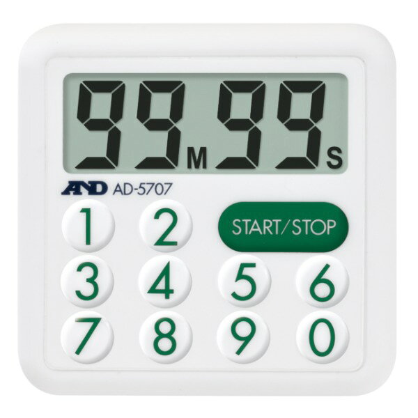 防滴100分タイマー エーアンドデイ AD-5707 マグネット内蔵 傾斜設計 カウントアッ...
