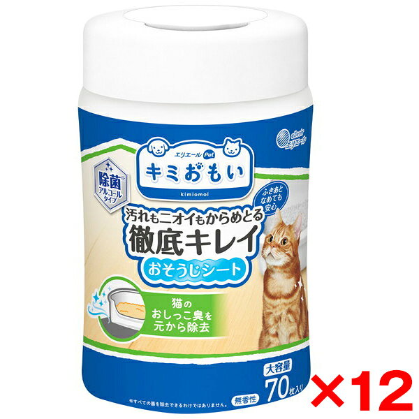ご注文前にご確認ください※ 商品パッケージや仕様につきまして、予告なく変更されることがございます。商品説明★ 除菌アルコールタイプ。無香性。たっぷり使える大容量ボトルタイプの本体です。★ ふきあとなめても安心。★ 消臭成分カキタンニン配合。ネコちゃんのトイレ臭を除去。ネコちゃんのツンとした排泄臭にニオイのもとから消臭。★ こびりついた汚れもサッとふくだけ!★ 「汚れ落ち・消臭効果・丈夫さ」専用品ならではの仕様満足度。スペック* 成分：水、エタノール、除菌剤、pH調整剤、界面活性剤、消臭剤* 材質：レーヨン、PET、PP、PE* サイズ/シートサイズ：約13×20cm* 生産国：日本