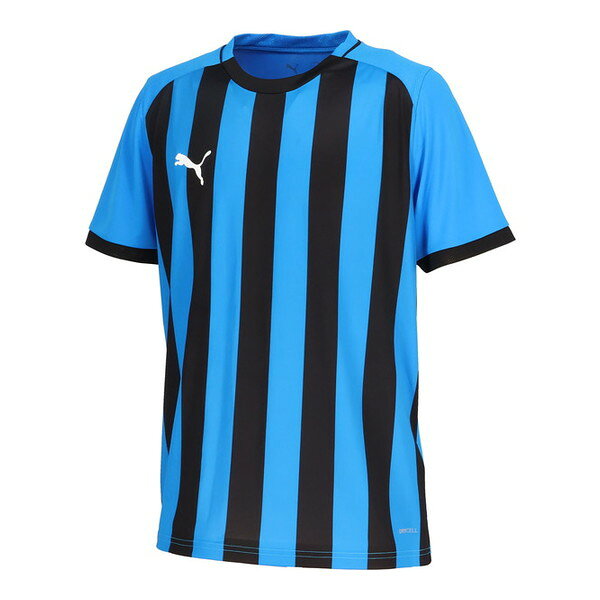 プーマ サッカーウエア 707344 12 TEAMLIGA26 ストライプ ゲームシャツ XLサイズ PUMA ブルー