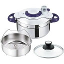 IH対応鍋 【5/10限定！エントリー＆抽選で最大100%Pバック】 T-fal P4620635 クリプソ ミニット パーフェクト [圧力鍋(4.5L/IH対応) ティファール タイマー付き圧力なべ ガラスぶた、中かご付き 従来品より30％軽量 時短クッキング 調理器具 料理