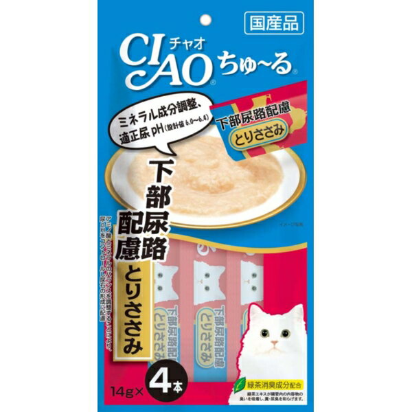 いなばペットフード CIAO(チャオ) ちゅ〜る 下部尿路配慮 とりささみ 14g×4本 ちゅーる チュール 猫 4本 猫用おやつ おやつ 下部尿路 下部尿路ケア 水分補給 ペースト