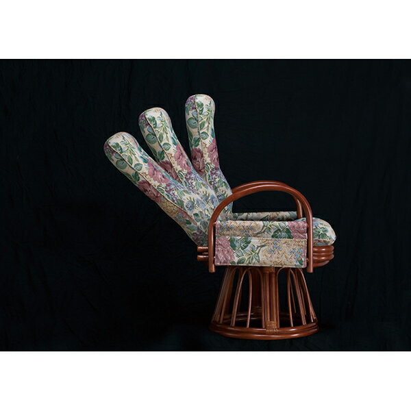 ファミリー・ライフ 天然籐リクライニングハイバック回転座椅子ミドルタイプ サイドポケット付き (04167) メーカー直送 新生活