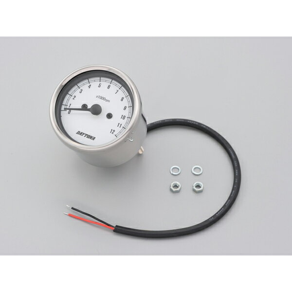 デイトナ D15642 機械式タコメーター φ60 ホワイトLED照明 ステンレスボディ/ホワイトパネル 12000rpm(2.0)