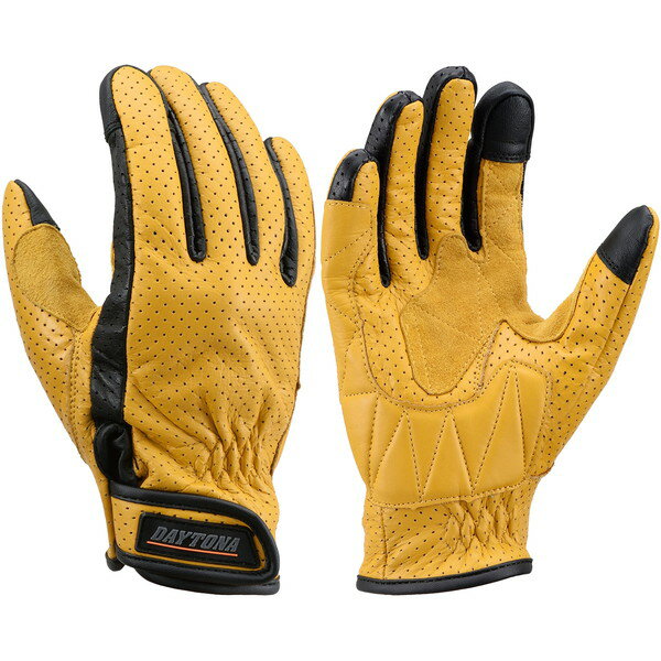 デイトナ D18908 HBG-129 グローブ Mサイズ イエロー カウレザー パンチングメッシュ タッチパネル対応