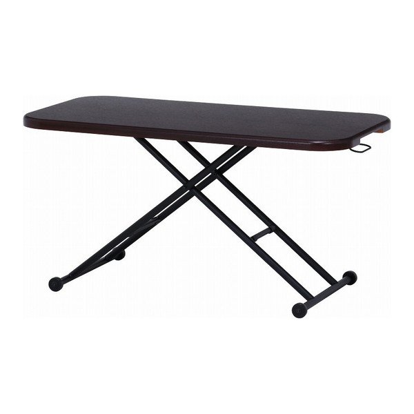 不二貿易 74712 ガス昇降フリーテーブル ワイド BR ブラウン 新生活