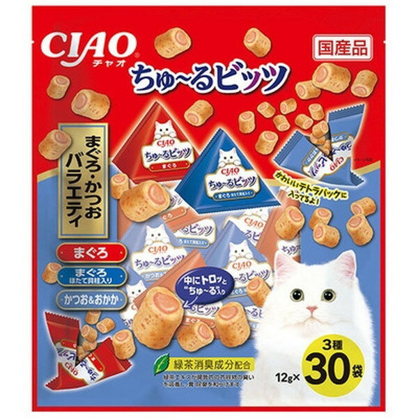   いなばペットフード CIAO ちゅ～るビッツ おやつ 猫用 12g×30袋 国産 スナック まぐろ・かつおバラエティ チュール ちゅ～る