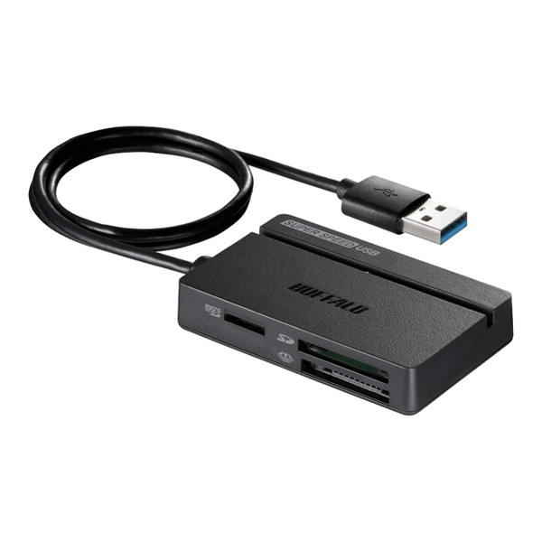 商品説明★ 高速転送規格USB3.0対応のカードリーダー/ライター。★ 48メディア(変換アダプター使用で+6)に対応。★ コンパクトフラッシュのピン折れを防ぐ。スペック* 対応機種：USB3.0/2.0/1.1ポートを標準搭載する機種：DOS/V(OADG仕様)機、Apple Macシリーズ、PlayStation 3、PlayStation 4* 対応OS：Windows 10/8.1/7、Mac OS X 10.9以降* 対応メディア：SD/SDHC/SDXC、microSD/microSDHC/microSDXC、コンパクトフラッシュ(マイクロドライブは非対応)、メモリースティック Duo/メモリースティック PRO Duo/メモリースティック PRO-HG Duo* インターフェース：USB3.0/2.0/1.1 (Type-A)* 電源：バスパワー* 消費電流：最大900mA* 動作環境：[温度]5℃〜40℃、[湿度]10%〜90%(結露なきこと)* ケーブル長：約50cm* 寸法：W6.8×H1.3×D4.2cm(ケーブル、突起部を除く)* 質量：約44g* 製品構成：本体、取扱説明書/保証書