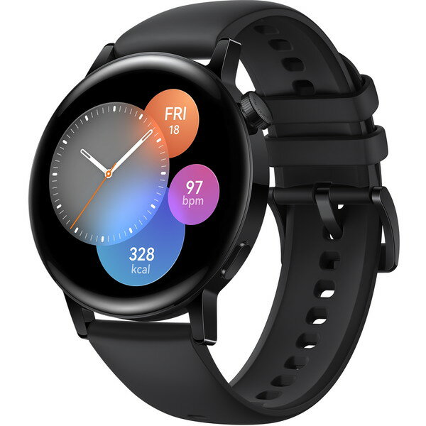 Huawei MIL-B19 ナイトブラック WATCH GT 3 42mm スマートウォッチ ワイヤレス充電 Bluetooth通話 ロングバッテリー 血中酸素レベル測定 心拍数モニタリング 5ATM防水 iPhone対応 Android対応 ファーウェイ 新生活