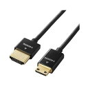 商品説明★ 4K2K、3DフルHDに対応した、HIGH SPEED with Ethernet認証済みのイーサネット対応HIGH SPEED HDMI-Miniケーブル(カテゴリー2)です。★ ハイビジョン対応の液晶テレビ、プラズマテレビ、プロジェクターなどHDMI入力端子(Type A)搭載のAV機器と、HDMI-Mini出力端子(Type C)を持つカメラ機器を接続できます。★ 取り回ししやすい直径約3.2mmのスーパースリムケーブルを採用しています。★ ケーブル接続時、カメラ本体に干渉しにくいコンパクトコネクタを採用しています。★ 100Mbpsのイーサネット通信を実現する、HEC(HDMIイーサネットチャンネル)に対応しています。★ デジタル音声をテレビなどの表示機器からAVアンプなどの出力機器へ伝送できる、ARC(オーディオリターンチャンネル)に対応しています。★ 1本のケーブルで、映像信号と音声信号をデジタルのままで高速伝送するだけでなく、イーサネット信号の双方向通信を実現します。★ 3D映像(1080p×2画面)、4K×2K(4096×2160ドット)解像度に対応しています。★ サビなどに強く信号劣化を抑える金メッキプラグを採用しています。★ 外部ノイズの干渉から信号を保護する3重シールドケーブルを採用しています。スペック* コネクタ形状：HDMIプラグ(タイプA/19ピン) - HDMI miniプラグ(タイプC/19ピン)* 対応機種：HDMIプラグ(タイプA/19ピン)側:HDMI入力端子を持つ液晶テレビ、プラズマテレビ、プロジェクター等、HDMI miniプラグ(タイプC/19ピン)側:HDMI mini出力端子を持つデジタルカメラ・デジタルビデオカメラ等* ケーブル長：2.0m* ケーブル太さ：約3.2mm* 規格：HDMI (High Speed HDMI Cable with Ethernet)認証* プラグメッキ仕様：金メッキ* シールド方法：3重シールド* カラー：ブラック* ケーブルタイプ：スーパースリムタイプ* 伝送速度：10.2Gbps* 対応解像度：4K×2K.フルHD(1080p)