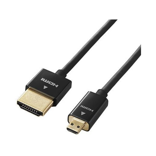 ELECOM DGW-HD14SSU20BK デジカメ用HDMIケーブル スーパースリム micro 2.0m メーカー直送