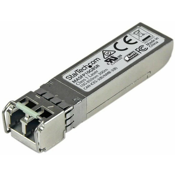 商品説明★ CiscoMeraki製MA-SFP-10GB-SR互換SFP+モジュール。CiscoMerakiブランドのスイッチやルーターでの使用を前提に、設計/プログラミング/検証が行われた製品です。光ファイバケーブルで最大300mの距離に対応し、10GBASE-SR準拠のネットワークで安定した10GbE接続を提供します。★ 技術仕様波長/850nm、最大データ転送レート/10Gbps、タイプ/マルチモード光ファイバ、接続タイプ/LCコネクタ、最大転送距離/300m、MTBF/1967709時間、電力消費/1.2W以下、デジタル診断モニタリング(DDM)/対応。ホットスワップに対応し、ネットワークの中断を最小限に留めながら、シームレスなアップグレードと交換が可能なSFP+光トランシーバです。スペック* ローカルユニットコネクタ：光ファイバLCデュプレックス* WDM：なし* 業界標準：IEEE802.3ae10GBASE-SR* 工場出荷時(パッケージ)重量：0.1kg* DDM：あり* 光ファイバタイプ：マルチモード* ファイバ動作モード：フルデュプレックス* 互換性のあるネットワーク：10Gbps* 最大データ転送速度：10Gbps* 最大伝達距離：300m* 波長：850nm* エンクロージャタイプ：アルミ* 色：シルバー* 製品幅：13.9mm* 製品重量：30g* 製品長さ：58.4mm* 製品高さ：12.6mm* 保存温度：-40°C〜85°C* 動作温度：0°C〜70°C* 湿度：5〜95%RH* パッケージ内容：SFP+トランシーバ* システムおよびケーブル要件：MSA/Cisco互換SFP+ポート※注意：10ギガビット光ファイバーネットワーク機器およびメディアコンバータで使用