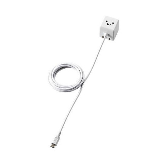 ELECOM MPA-ACMAC155WF スマートフォン用AC充電器 CUBE 1A出力 ケーブル一体 microB 1.5m FACE