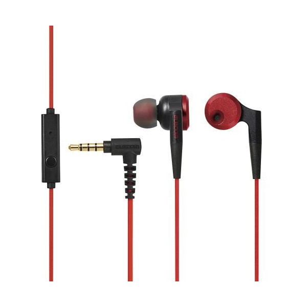 【エントリーでP5倍!20日20:00-27日1:59】 ELECOM EHP-GB100MRD ステレオヘッドホン カナル(マイク付) GrandBass レッド メーカー直送