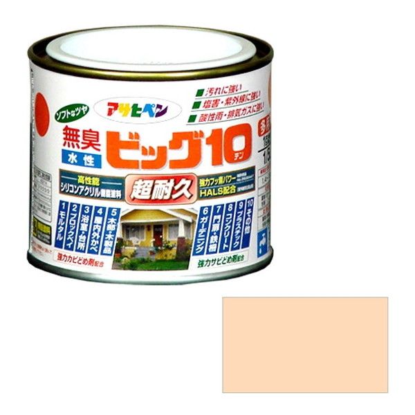商品説明★ 特殊フッ素樹脂、反応硬化型シリコン変性アクリル樹脂、紫外線防止材(HALS)の相乗効果により、汚れにくく、耐久性に優れた高性能塗料 サビドメ剤・防カビ剤を配合していますので、長期間サビやカビの発生を防ぎます。 いやな臭いのしない無臭タイプで、一回塗りで仕上がります。スペック* 規格: 1/5L* カラー: 206ニースピーチ* 重量: 300g