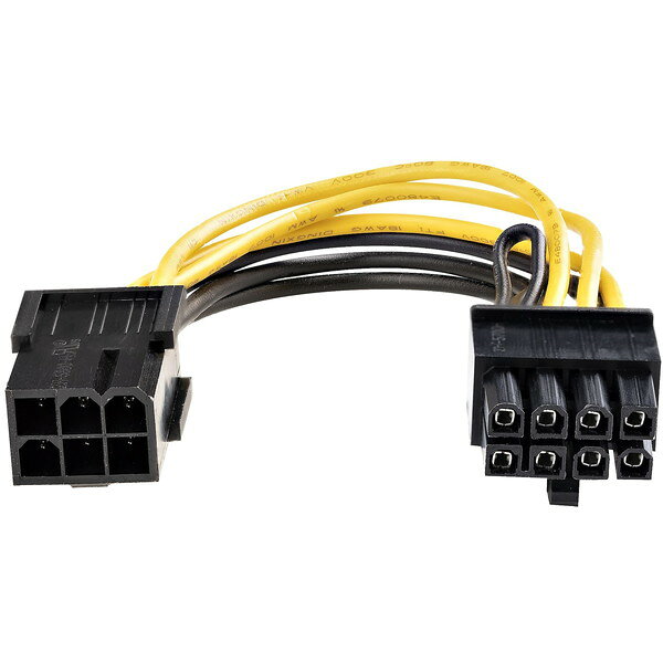 StarTech PCIEX68ADAP イエロー [PCI Express電源6ピン(メス) - 8ピン(オス)変換ア...