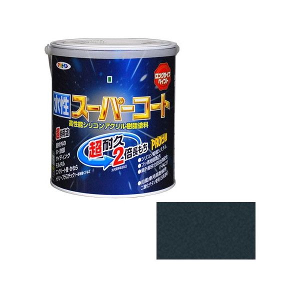 【エントリーでP5倍!20日20:00-27日1:59】 アサヒペン AP 水性スーパーコート 1.6L 銀黒