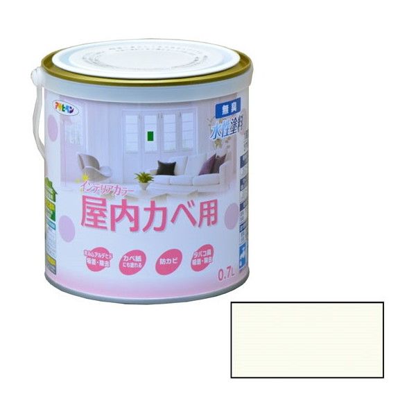商品説明★ カベ紙の上に直接塗れる塗料★ 塗料に含まれるVOC(揮発性有機化合物)は0.1%以下であり、シックハウスの原因とされるホルムアルデヒドを吸着・除去する環境保護塗料です。★ カベ紙・ビニールカベ紙の上にも塗ることができます。スペック* 容量：0.7L* カラー：ホワイトグリーン