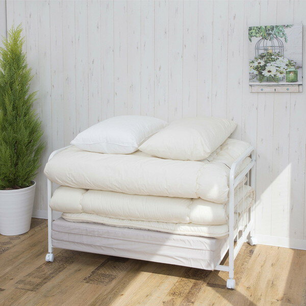 布団ラック ふとん収納 布団 棚 毛布 マットレス 押し入れ 収納 ワゴン キャスター付き 高さ調節 ウォ..