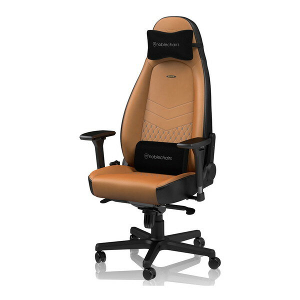 【正規取扱店】noblechairs ゲーミングチェア コニャック 琥珀色 本革 ICON リアルレザー デスクチェア オフィスチェア Real Leather NBL-ICN-RL-CBK-SGL リクライニング ハイエンドモデル ワイド座面 テレワーク 在宅 PC作業 長時間作業 eスポーツ 1年保証 レビューCP1000