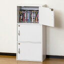 鍵付き 収納ボックス 3段 ボックス 棚 収納 ロッカー 扉付き ラック キャビネット カラーボックス 収納BOX オフィス リビング シェルフ 書類 木製 ホ...