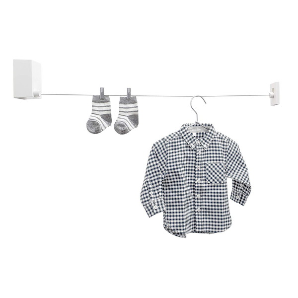 商品説明★ 使用時だけワイヤーを伸ばして干せるワイヤー式の室内物干金物になりますスペック* スペック：W87×D60×H121mm 最長寸法：4m 最大荷重：10kg* 材質：本体:樹脂 ワイヤー:ステンレス