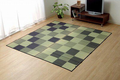 Character Pattern - 1050970133604 純国産 い草ラグカーペット 「ブロック2」 約191×191cm グレー イケヒコ・コーポレーション メーカー直送