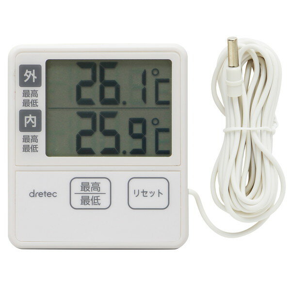 O-285IV DRETEC アイボリー 室内 室外温度計