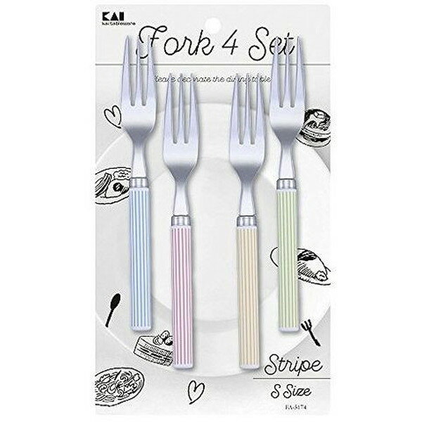 ストライプ柄 フォークS 4本セット 000FA5174 貝印(株)
