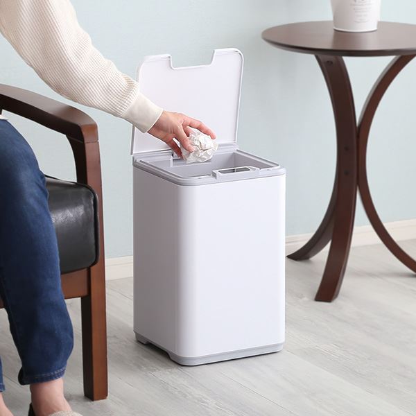 Plastic - SMCO 縦開き10L自動開閉ゴミ箱 SMCO-スモコ- ホワイト ホームテイスト メーカー直送