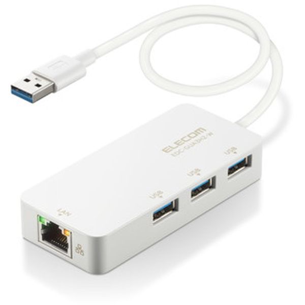 EDC-GUA3H2-W [LANアダプター 有線 タイプA Giga USBハブ付 (USB-A×3) USB3.2(Gen1)/3.1(Gen1)/3.0] ELECOM