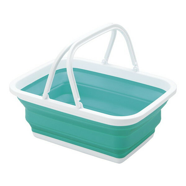 【エントリーでP5倍!20日20:00-27日1:59】 コジット 薄く畳める洗い桶(ハンドル付) グリーン