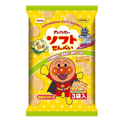 ご注文前にご確認ください※ 12時から14時の時間帯指定はできません。ご指定の場合は14時から16時にて手配いたします。商品説明★ ソフトに焼き上げた甘口しょう油味のおせんべいです。化学調味料は使用しておりません。※メーカーの都合により、パッケージ・仕様・成分・生産国等は予告なく変更になる場合がございます。※上記理由でのご返品はお受けできませんので、事前お問合せなどご注意のほど宜しくお願いいたします。スペック* 総内容量：3袋* 商品サイズ：50×150×245* 成分：米(うるち米(国産)、うるち米粉(国産))、植物油脂、砂糖、でん粉、粉末しょう油(小麦・大豆を含む)、食塩、フラクトオリゴ糖* 単品JAN：4901336125596