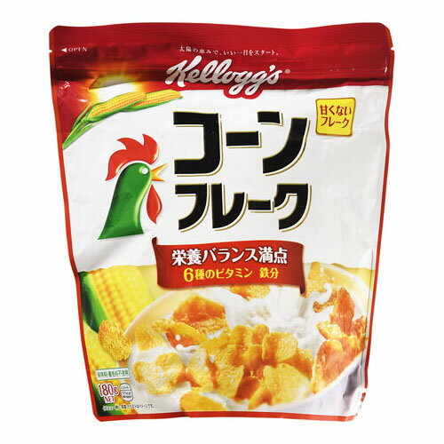 ご注文前にご確認ください※ 12時から14時の時間帯指定はできません。ご指定の場合は14時から16時にて手配いたします。商品説明★ 香ばしく焼いた、コ-ンのフレ-ク。1食(40g)で、6種類のビタミンと鉄分を、バランス良く摂ることができます。※メーカーの都合により、パッケージ・仕様・成分・生産国等は予告なく変更になる場合がございます。※上記理由でのご返品はお受けできませんので、事前お問合せなどご注意のほど宜しくお願いいたします。スペック* 総内容量：180g* 商品サイズ：100×220×245* 成分：コーングリッツ(非遺伝子組換え)、砂糖、麦芽エキス、食塩、ぶどう糖果糖液糖、ビタミンC、ビタミンE、乳化剤、ナイアシン、ビタミンA、鉄、ビタミンD、ビタミンB2、酸味料、ビタミンB1、(原材料の一部に大豆を含む)* 生産国：日本* 単品JAN：4901113101539