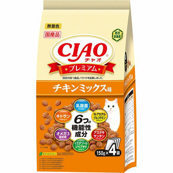 Other - いなばペットフード CIAO プレミアム チキンミックス味 150g×4袋 猫 フード ドライフード キャットフード ペット用 乳酸菌 アスタキサンチン グルコサミン 関節 オメガ脂肪酸 オメガ3 イミダゾールジペプチド