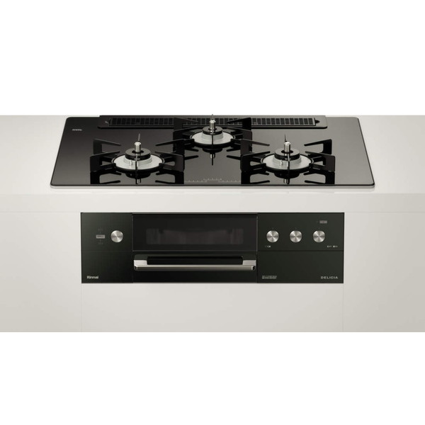 RHS71W30E11RCABW-13A Rinnai ピアノブラック DELICIA(デリシア) [ビルトインガスコンロ (都市ガス用・3口・左右強火力タイプ・幅75cm)]