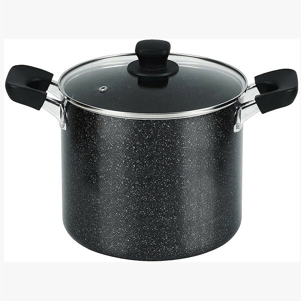 スペック* 製品サイズ：335mm×220mm×245mm* 重さ：1442* 底の厚さ：2.5* 容量：6.4L* 材質：表面加工/ふっ素樹脂塗膜加工 本体:アルミニウム合金 はり底:ステンレス鋼(クロム16%)(底の厚さ2.5mm) 取っ手:フェノール樹脂 蓋 品名/強化ガラス製器具 強化の種類/全面物理強化 その他/縁リング:ステンレス鋼 つまみ:フェノール樹脂(耐熱150度) つまみの座板:ナイロン(耐熱180度)* その他：深さ:約170mm* 原産国：中国