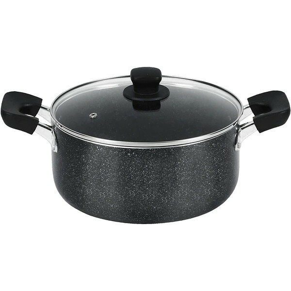 Glass Pots - HB-5897 ママディナーα マーブルダイヤモンドIH対応ガラス蓋付煮込鍋24cm パール金属
