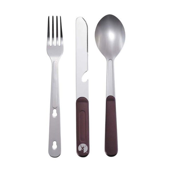 スペック* 製品サイズ(約/mm)：34×162×厚さ13* 重量(約/g)：70* 品質表示(材質/その他)：金属部:ステンレス鋼、グリップ部:アルミニウム合金* 仕様/その他：機能/スプーン、フォーク、ナイフ、栓抜き* 原産国：中国