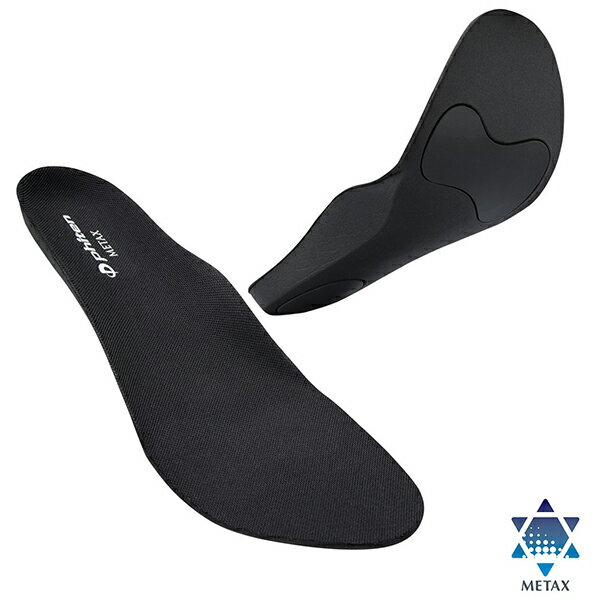 商品説明★ メタックスを採用したカップインソール。スポーツシーンの足を衝撃からサポート！足裏の形状にフィットする立体成型により、スポーツ時の安定性を向上。★ 足の負担を軽減するメタックス採用のカップ型インソール。お手持ちのシューズにあわせてハサミでカットしてご利用いただけます。スペック* 素材：本体/EVA、衝撃吸収パッド/PVC、生地/ポリエステル100%* サイズ：22.5-24.0cm* 重量：42g* 技術：メタックス* 原産国：台湾