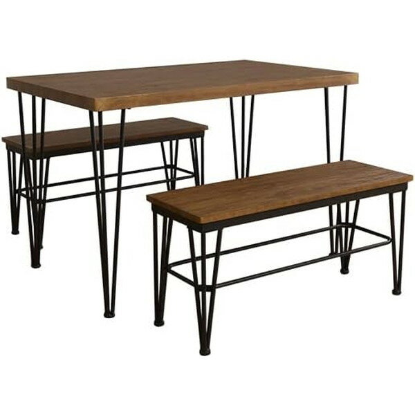 Dining Set - VDBB-3 ヴィンテージダイニング3点セット テーブル+ベンチ2脚 WAL ホームテイスト ウォールナット メーカー直送